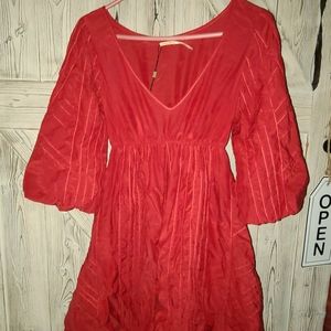 NWTS Max Studio London Red Pintucked Dress.